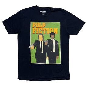 Pulp Fiction Pop Art Movie Poster Shirt Short Sleeve Vincent & Jules Men's Small